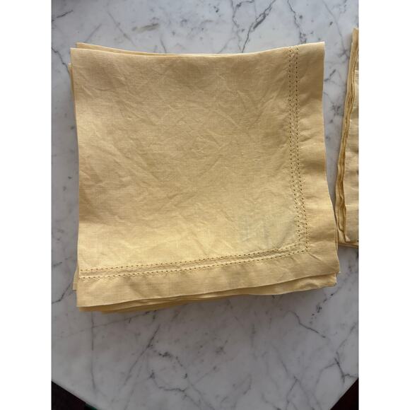 8 Williams Sonoma 100% Linen Napkins 20” Double Hem Stitched Pale Yellow used 1x - Picture 3 of 8